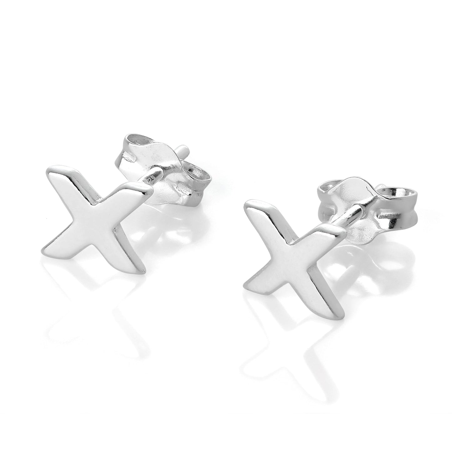 Boucles d'oreilles à tige en argent sterling avec lettres de l'alphabet