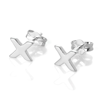 Boucles d'oreilles à tige en argent sterling avec lettres de l'alphabet