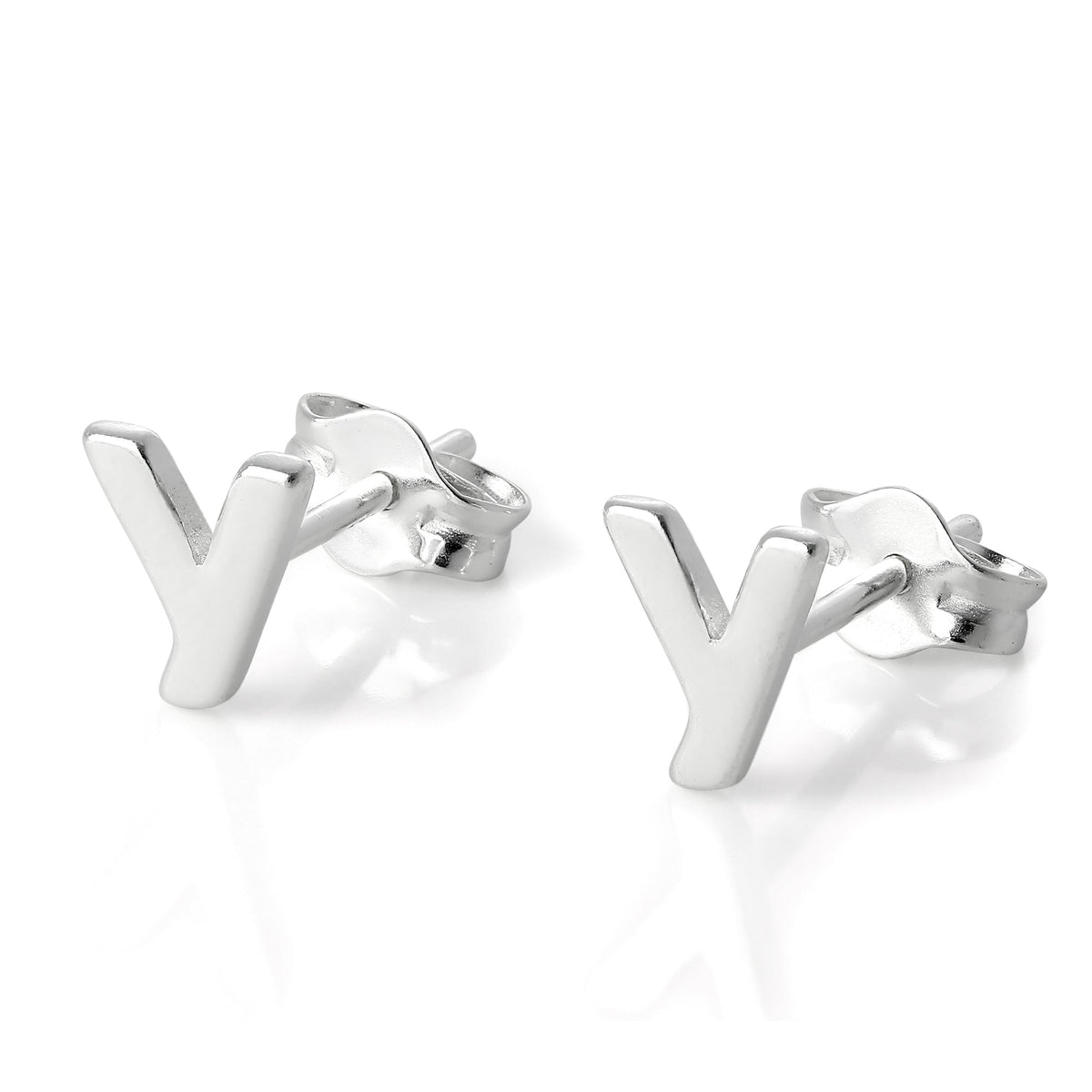 Boucles d'oreilles à tige en argent sterling avec lettres de l'alphabet