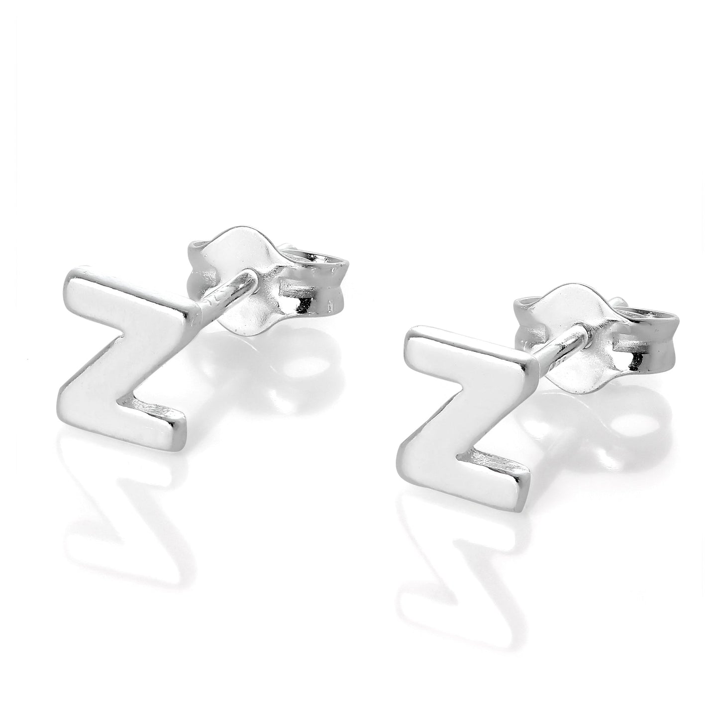 Boucles d'oreilles à tige en argent sterling avec lettres de l'alphabet