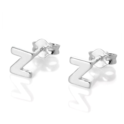 Boucles d'oreilles à tige en argent sterling avec lettres de l'alphabet