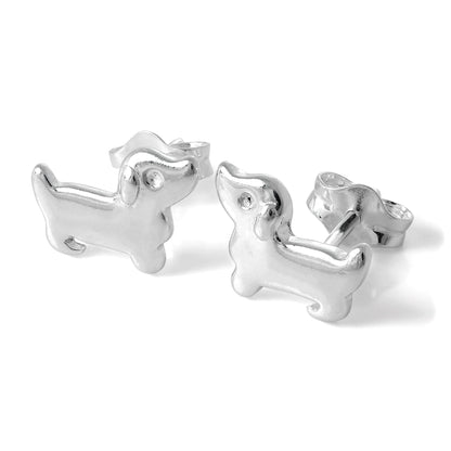 Boucles d'oreilles à tige en argent sterling en forme de teckel