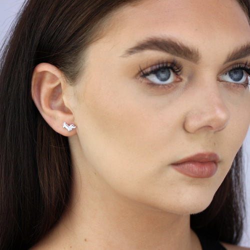 Boucles d'oreilles à tige en argent sterling en forme de teckel