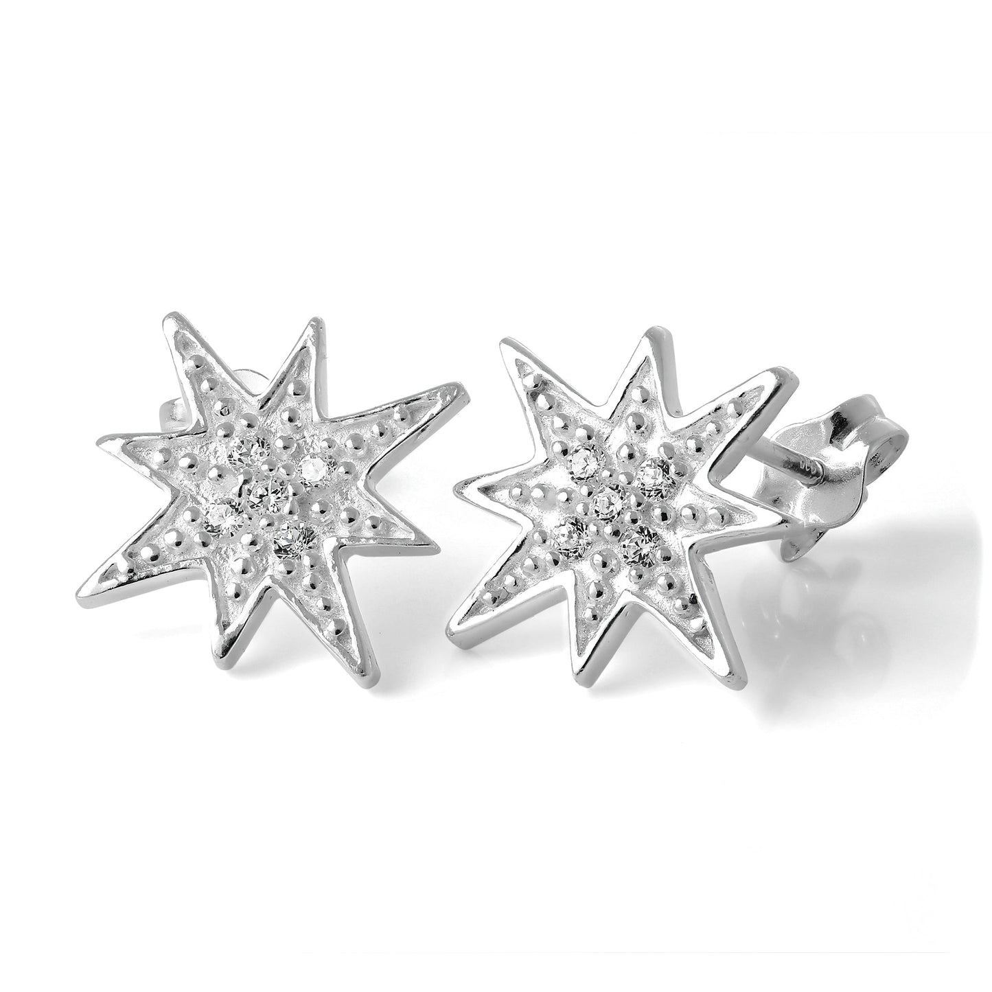 Boucles d'oreilles à tige en argent sterling et cristal CZ en forme d'étoile