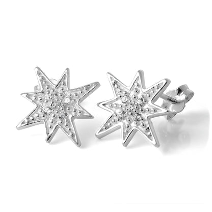 Boucles d'oreilles à tige en argent sterling et cristal CZ en forme d'étoile