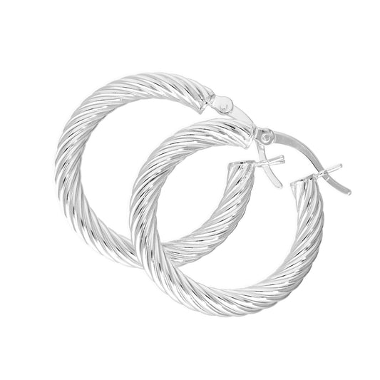 Boucles d'oreilles créoles ovales torsadées en argent sterling