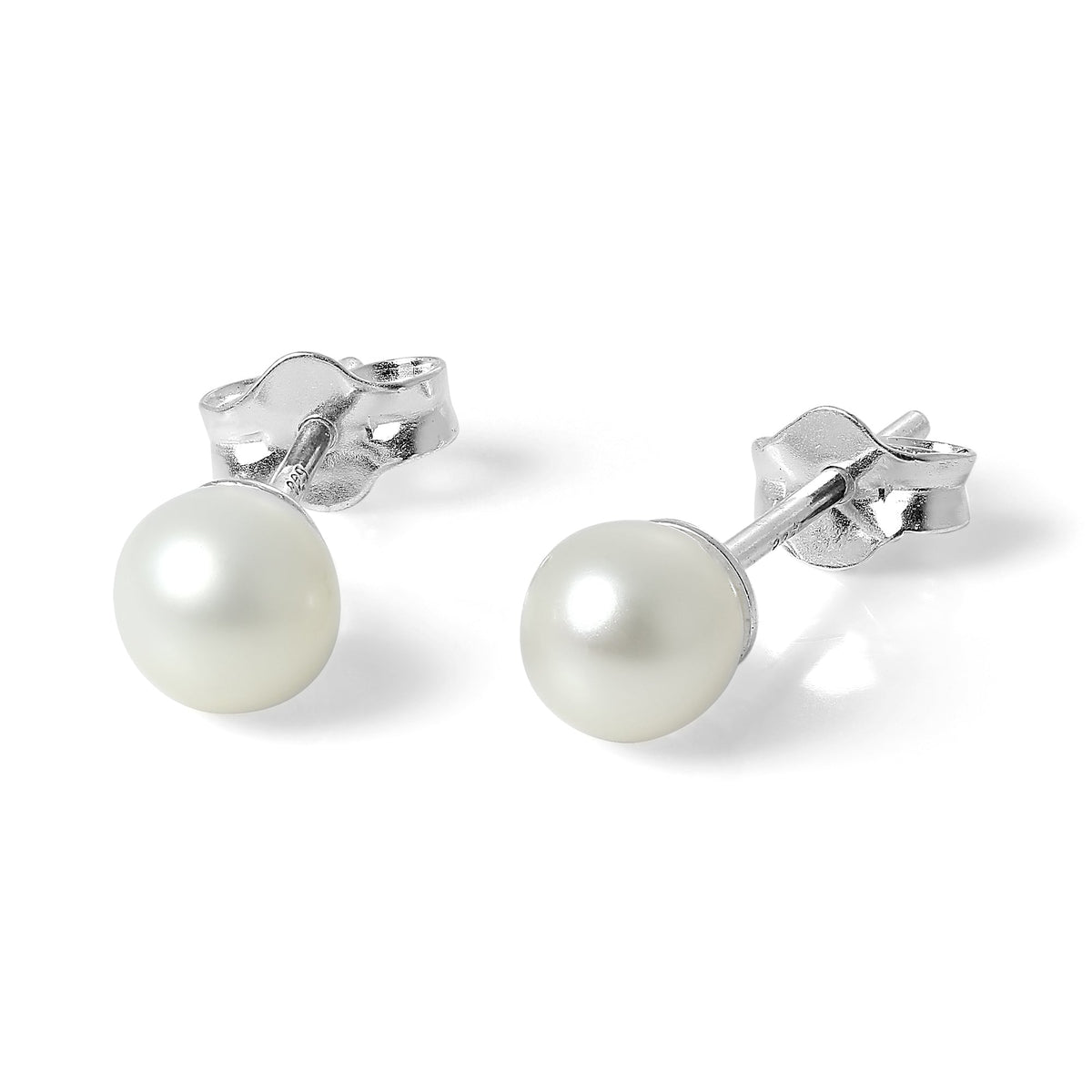 Boucles d'oreilles à tige en argent sterling avec perles de 5 mm