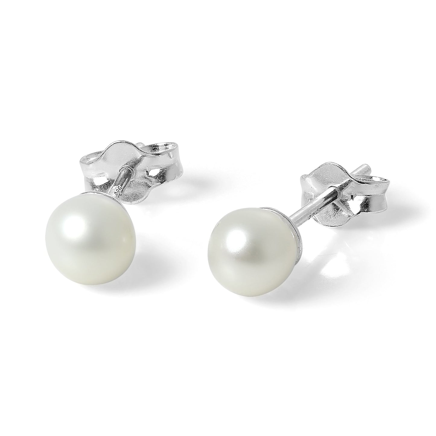 Boucles d'oreilles à tige en argent sterling avec perles de 5 mm