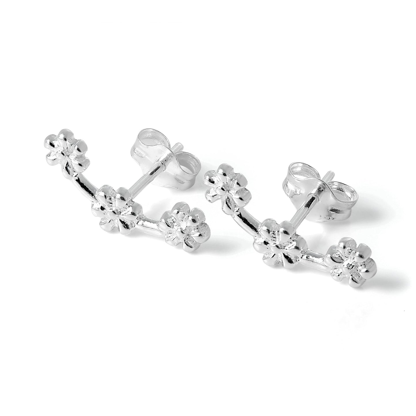 Boucles d'oreilles à tige triple fleur en argent sterling