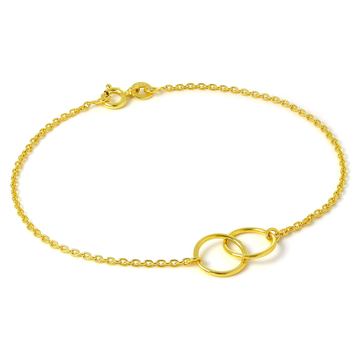 Bracelet infini en argent sterling plaqué or avec chaîne fine Belcher