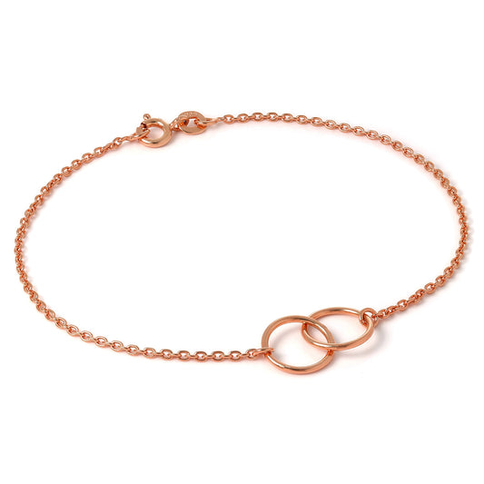 Bracelet infini en argent sterling plaqué or rose avec fine chaîne Belcher