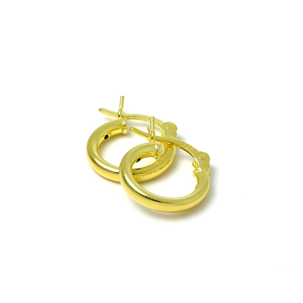 Boucles d'oreilles créoles en argent sterling plaqué or de 2 mm (12 mm à 80 mm)