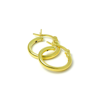 Boucles d'oreilles créoles en argent sterling plaqué or de 2 mm (12 mm à 80 mm)