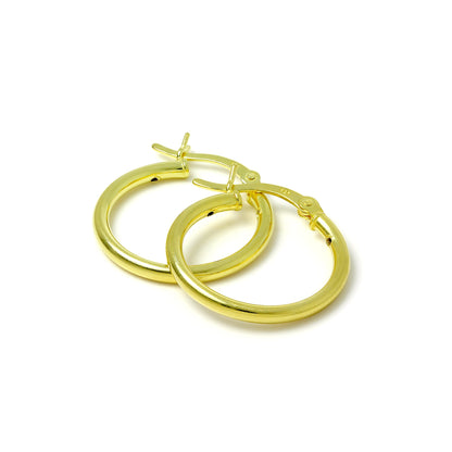 Boucles d'oreilles créoles en argent sterling plaqué or de 2 mm (12 mm à 80 mm)