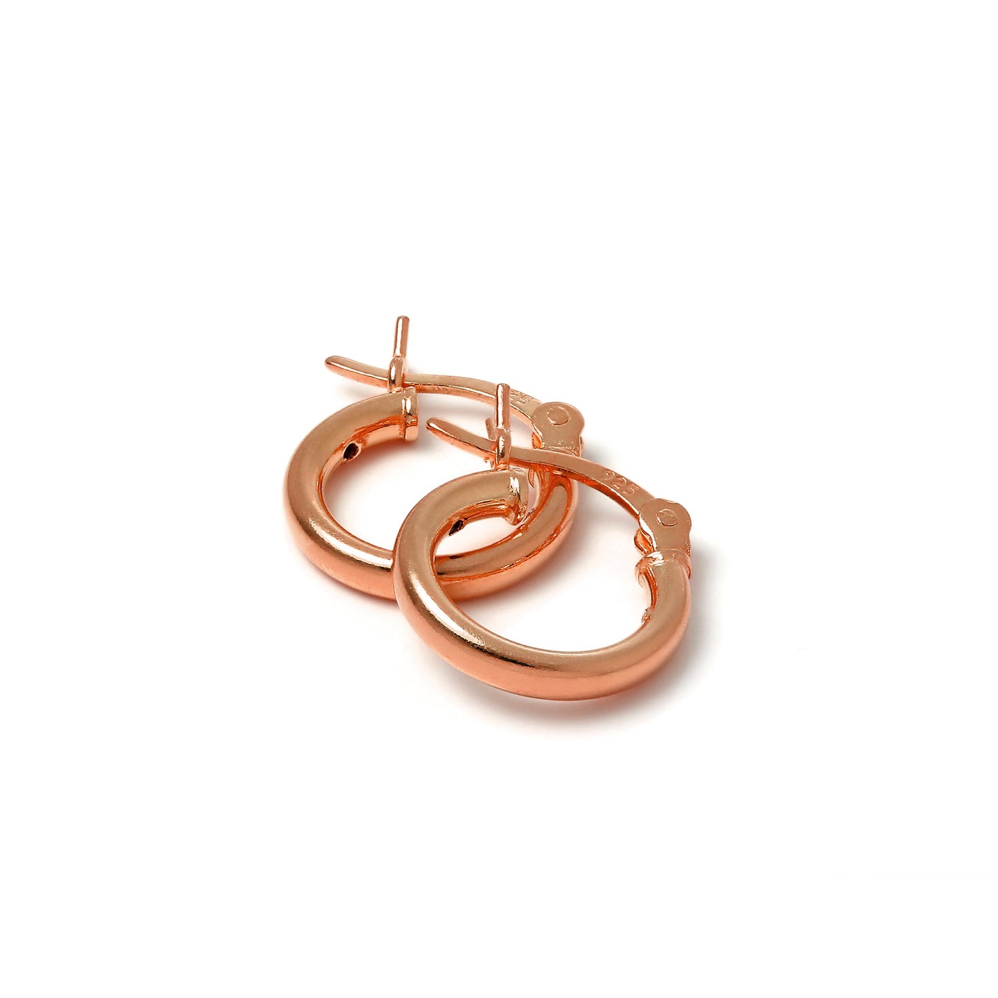 Boucles d'oreilles créoles en argent sterling plaqué or rose de 2 mm (12 mm à 70 mm)