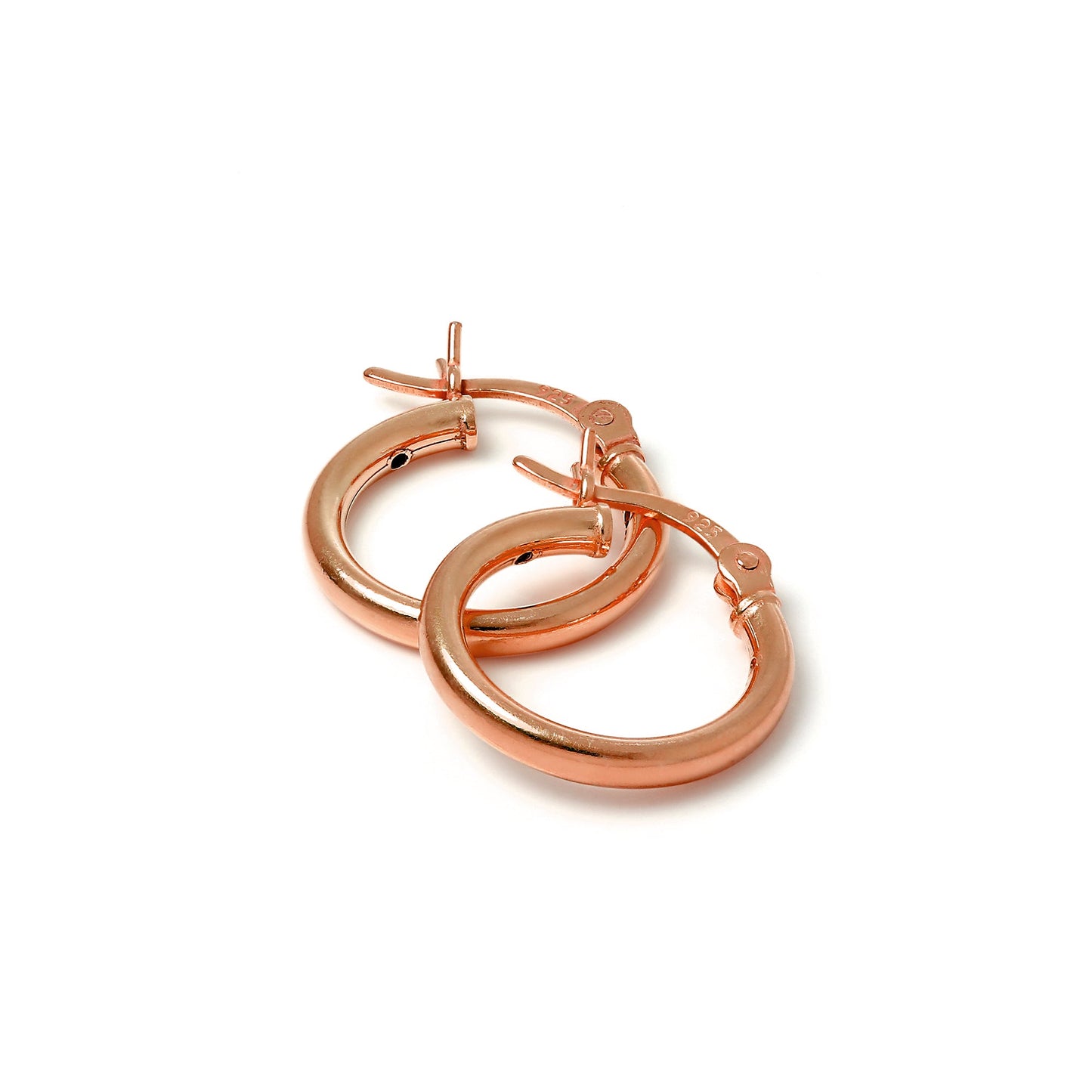 Boucles d'oreilles créoles en argent sterling plaqué or rose de 2 mm (12 mm à 70 mm)