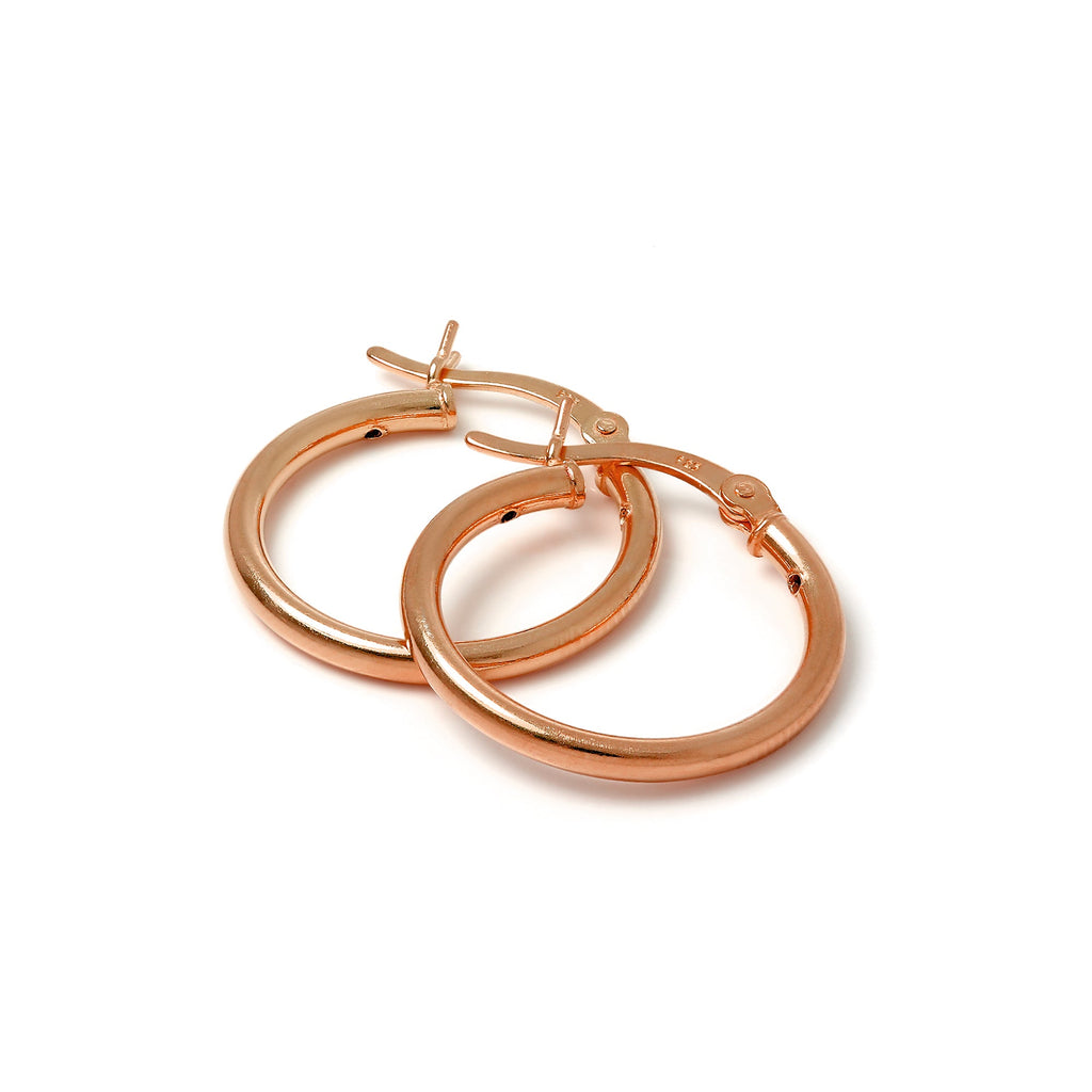 Boucles d'oreilles créoles en argent sterling plaqué or rose de 2 mm (12 mm à 70 mm)