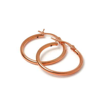 Boucles d'oreilles créoles en argent sterling plaqué or rose de 2 mm (12 mm à 70 mm)