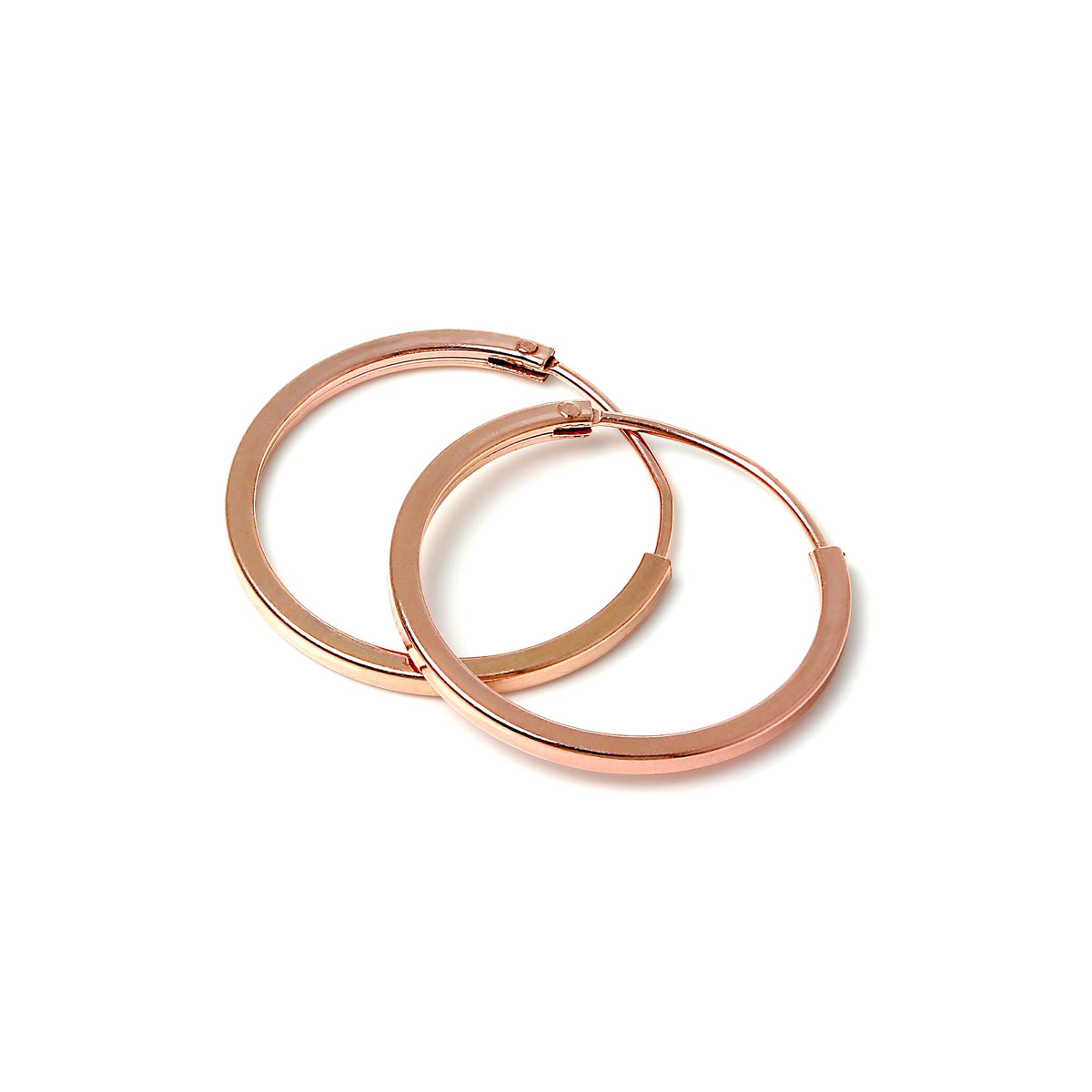 Boucles d'oreilles créoles carrées en argent sterling or rose de 1 mm (12 mm à 40 mm)