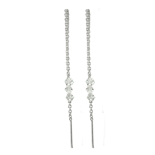 Boucles d'oreilles à enfiler en argent sterling avec triple cristal CZ