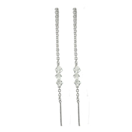 Boucles d'oreilles à enfiler en argent sterling avec triple cristal CZ
