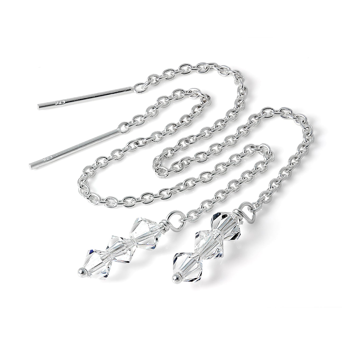 Boucles d'oreilles à enfiler en argent sterling avec triple cristal CZ