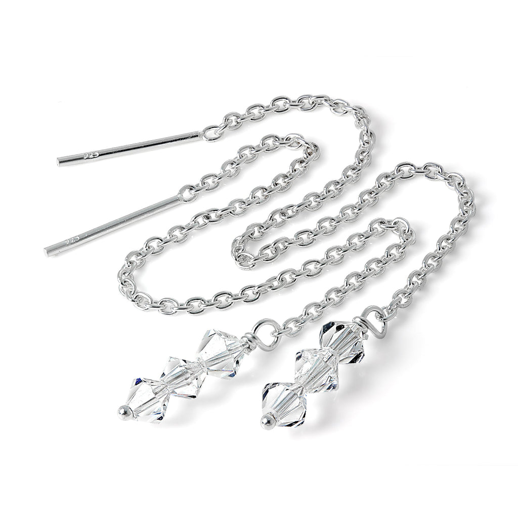 Boucles d'oreilles à enfiler en argent sterling avec triple cristal CZ