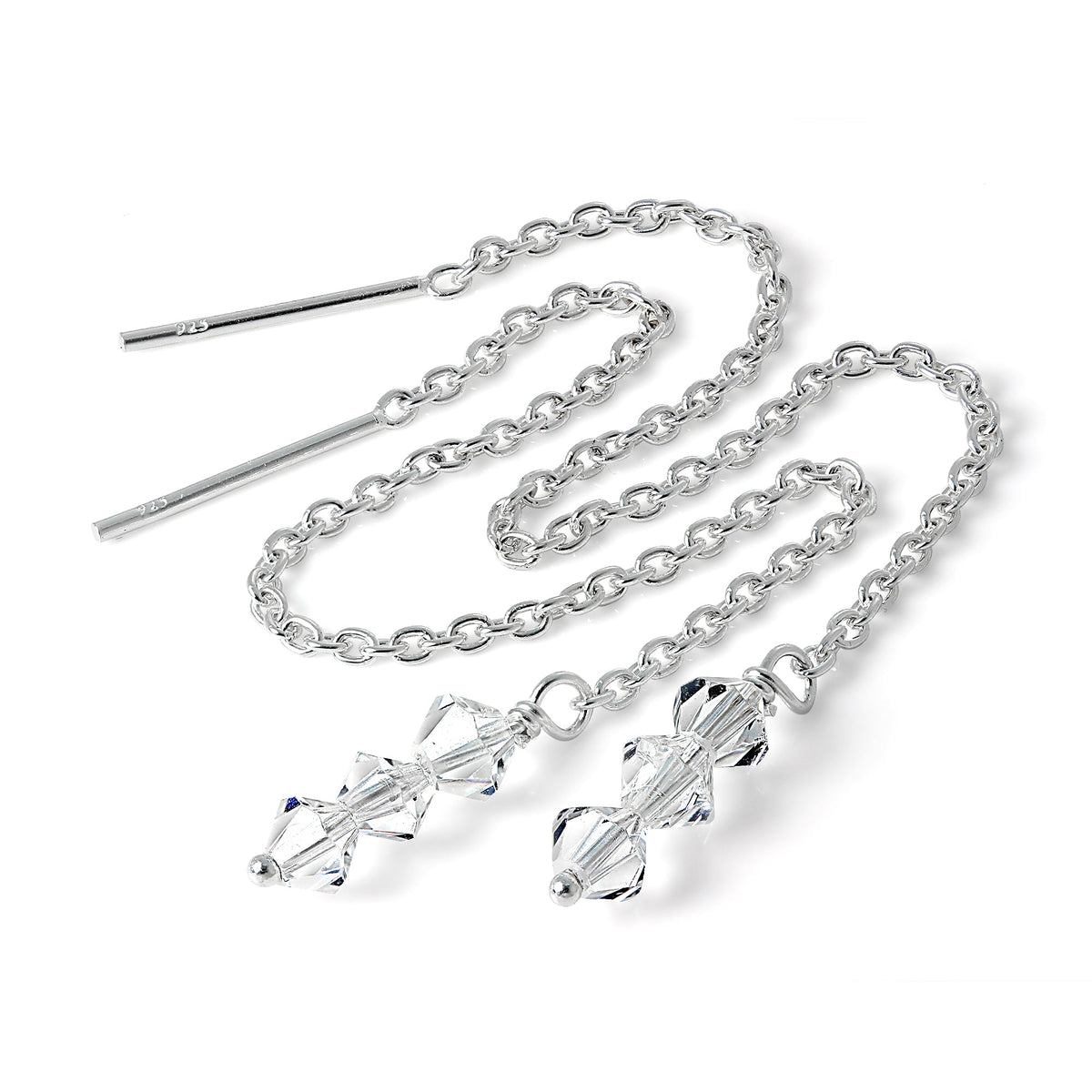 Boucles d'oreilles à enfiler en argent sterling avec triple cristal CZ