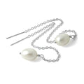 Boucles d'oreilles à chaîne en argent sterling et perles synthétiques