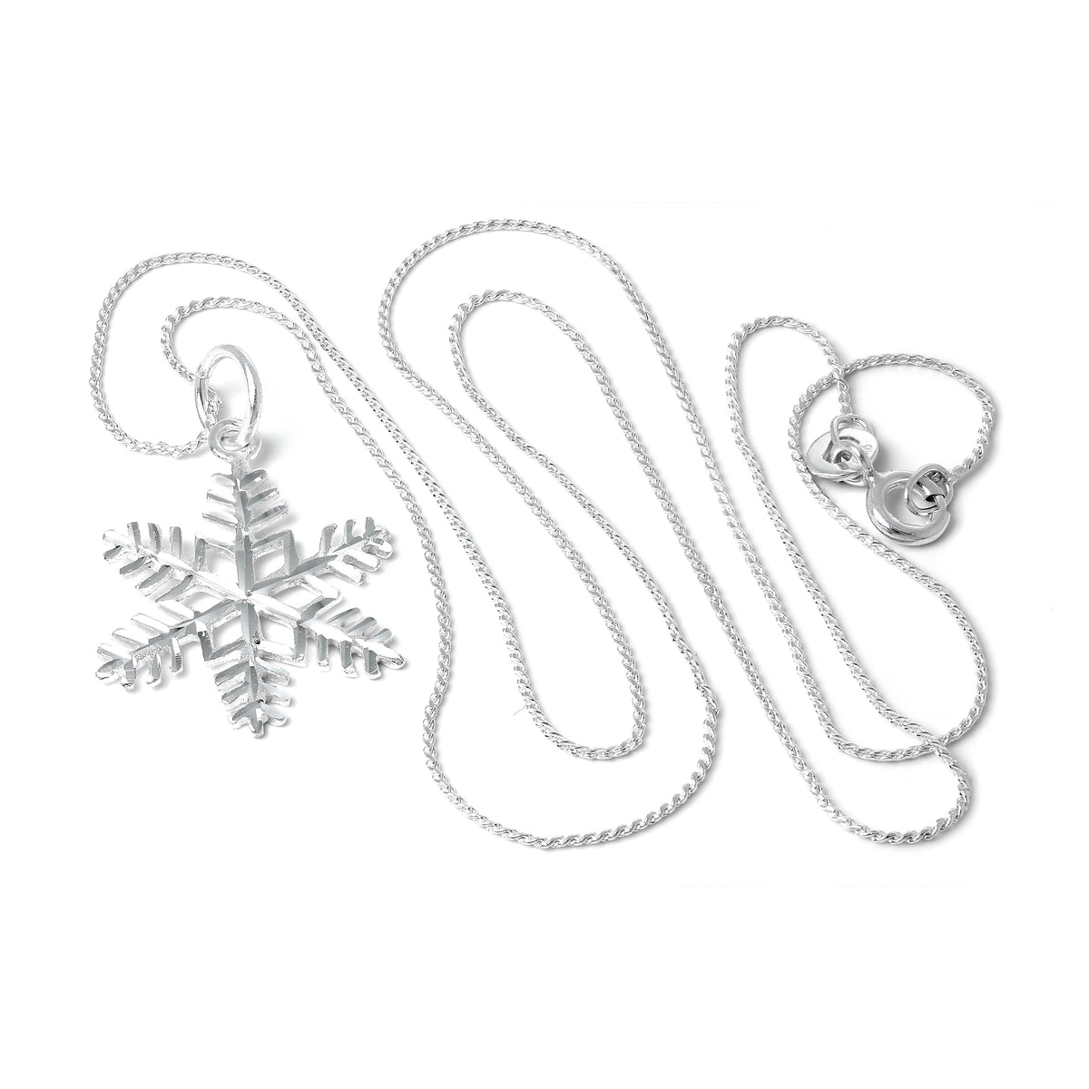 Grand collier avec pendentif flocon de neige en argent sterling, taille diamant, 40 à 55 cm