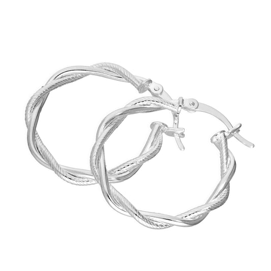 Boucles d'oreilles créoles en argent sterling avec corde torsadée