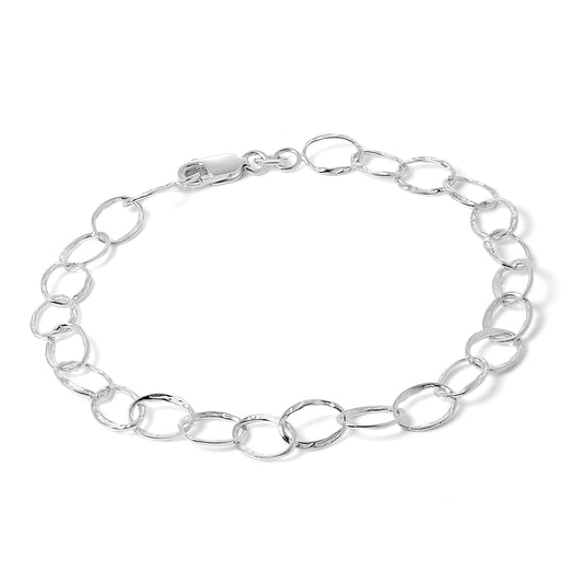 Grand bracelet à breloques ovale en argent sterling léger de 15 à 20 cm