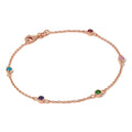 Bracelet Belcher en argent sterling plaqué or rose de 19 cm avec cristaux CZ de 4 mm
