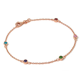 Bracelet Belcher en argent sterling plaqué or rose de 19 cm avec cristaux CZ de 4 mm
