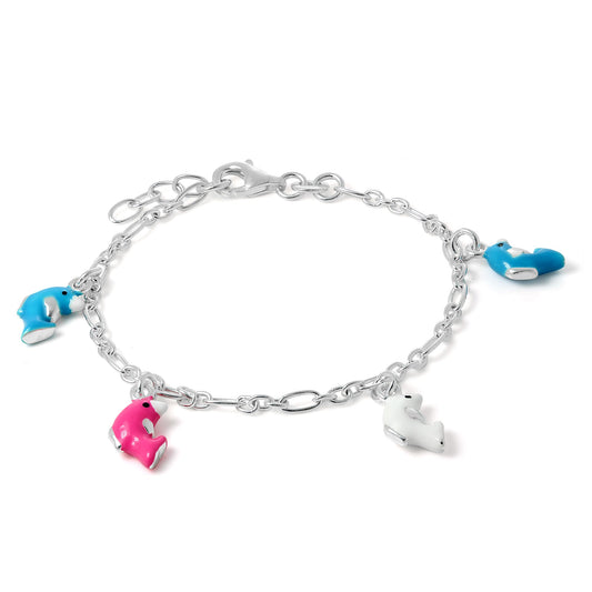Bracelet à breloques dauphin en argent sterling pour enfants