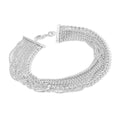 Bracelet manchette multirang en argent sterling, maille vénitienne et chaîne à billes