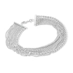 Bracelet manchette multirang en argent sterling, maille vénitienne et chaîne à billes