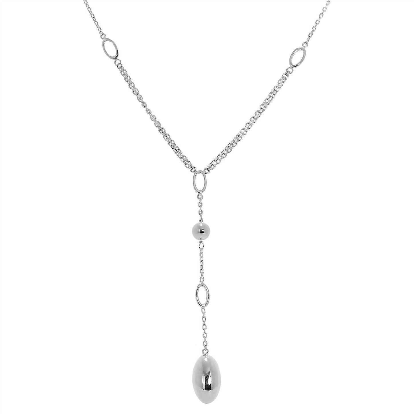 Collier en argent sterling de 45 cm avec chaîne à maillons et perles ovales