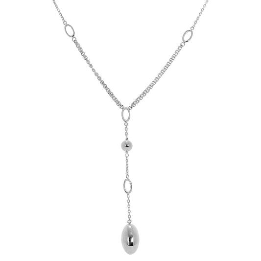 Collier en argent sterling de 45 cm avec chaîne à maillons et perles ovales
