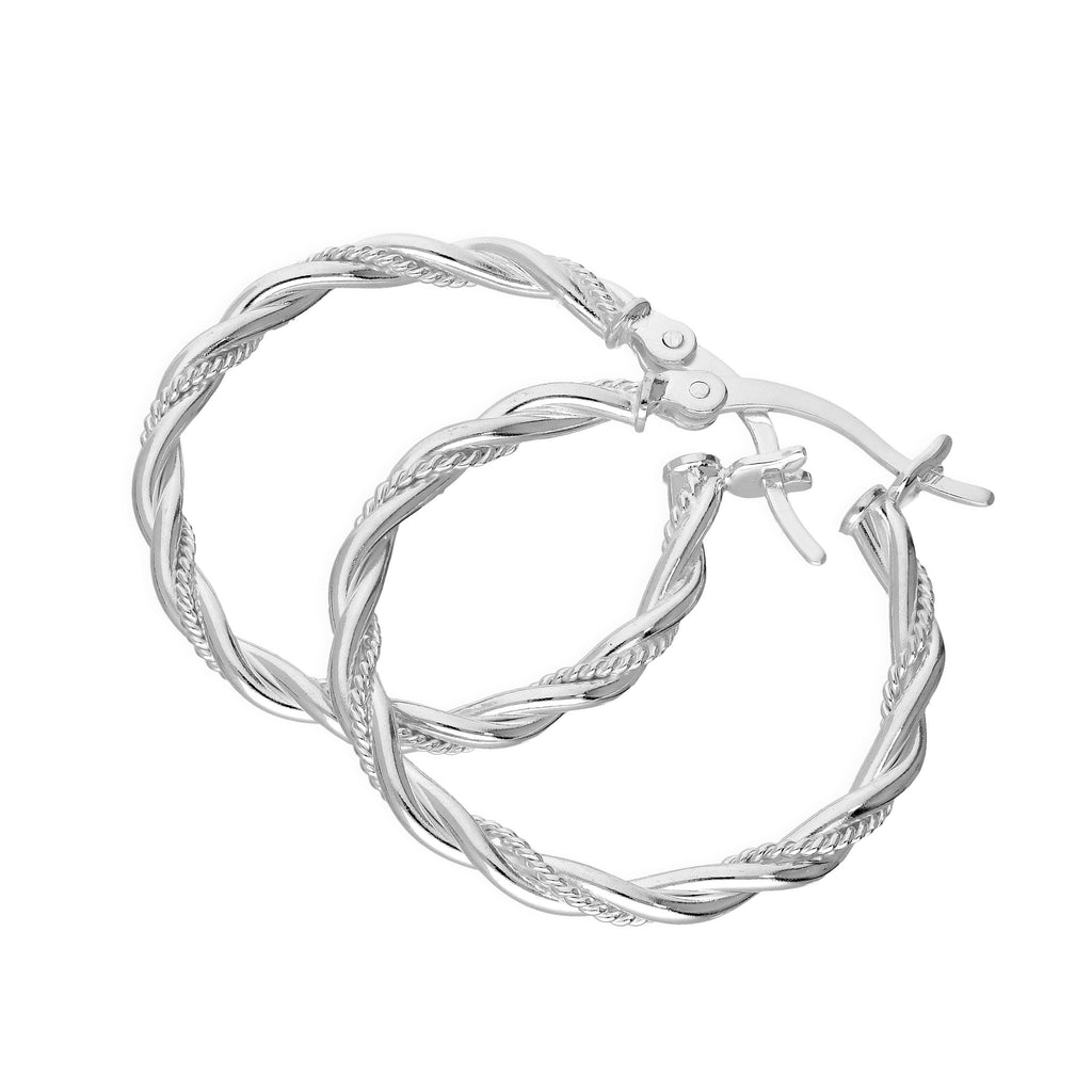 Boucles d'oreilles créoles torsadées en argent sterling
