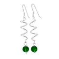 Boucles d'oreilles pendantes torsadées en argent sterling et perles de verre émeraude