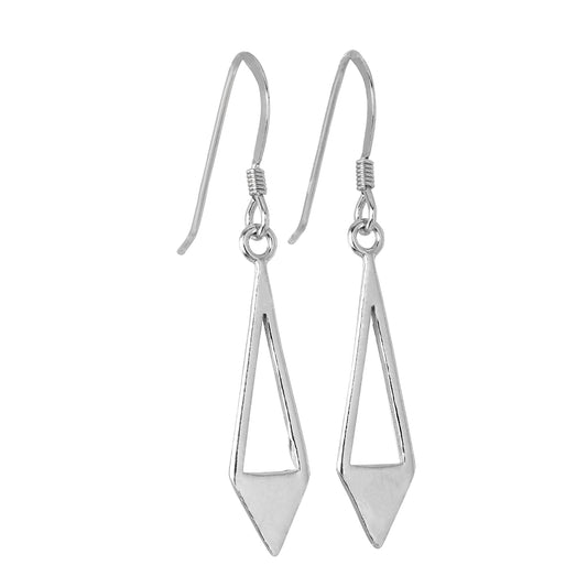 Boucles d'oreilles pendantes en argent sterling en forme de diamant et de triangle ouvert