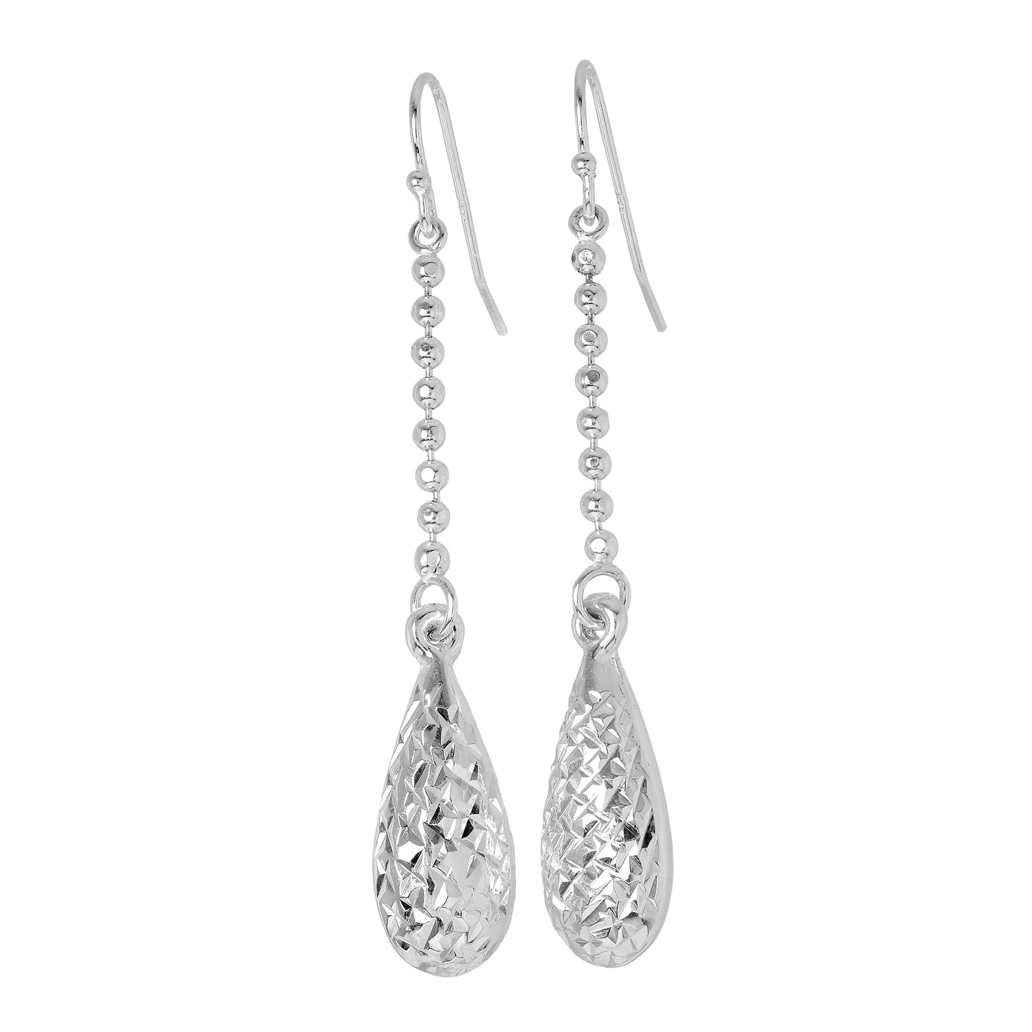 Boucles d'oreilles pendantes en argent sterling en forme de poire taille diamant