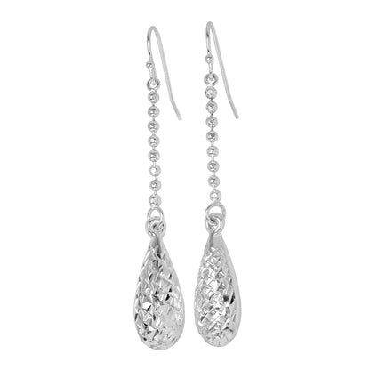 Boucles d'oreilles pendantes en argent sterling en forme de poire taille diamant