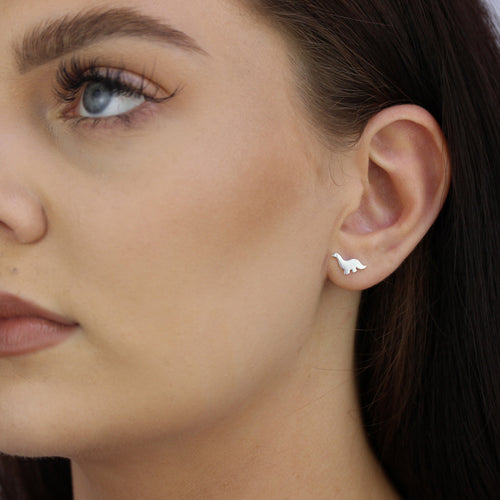 Boucles d'oreilles simples en argent sterling en forme de dinosaure