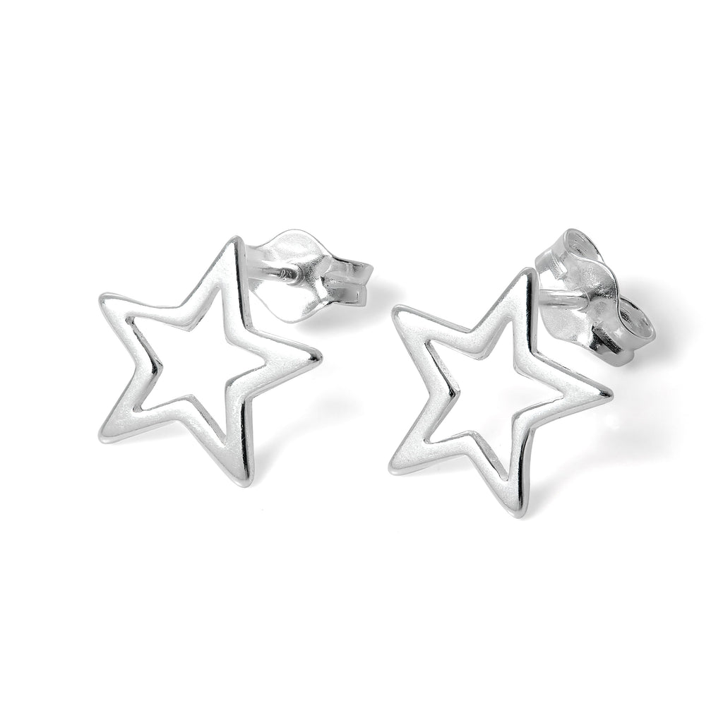 Boucles d'oreilles à tige en argent sterling avec étoile ouverte
