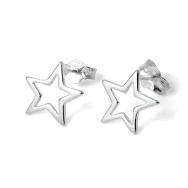 Boucles d'oreilles à tige en argent sterling avec étoile ouverte