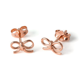 Boucles d'oreilles à tige en argent sterling plaqué or rose avec nœud en ruban