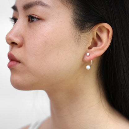 Boucles d'oreilles à tige en argent sterling avec cristal CZ et perle