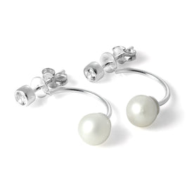 Boucles d'oreilles à tige en argent sterling avec cristal CZ et perle